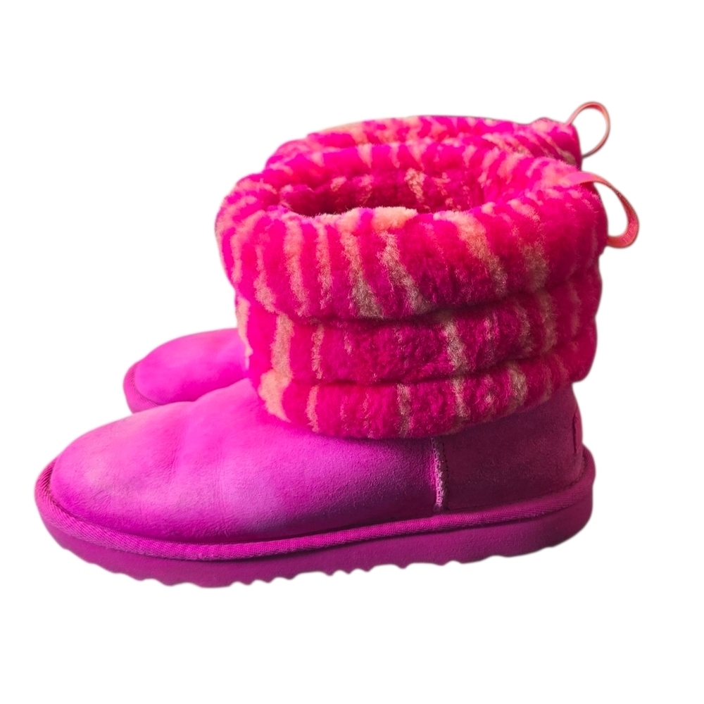 UGG Kids Boots Bright Pink Patterned Cuff - Picture 5 of 8